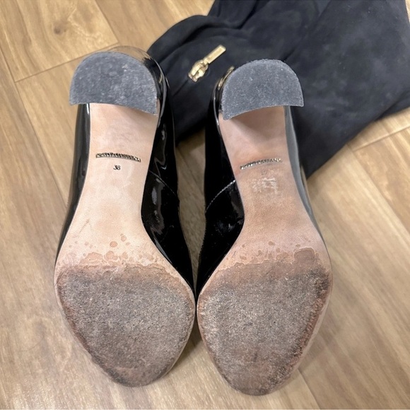 DOLCE & GABBANA Round Toe Pump Insert Over The Knee Suede Sock Boots Black Sz 36 - Picture 5 of 15